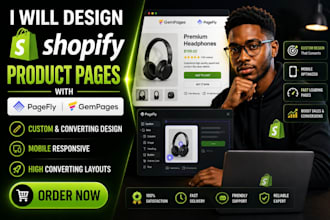 design shopify product page using pagefly or gempages