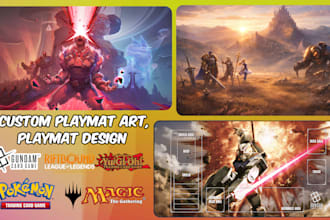 design custom mtg playmat, pokemon, tcg, edh commander, yugioh card game mat art