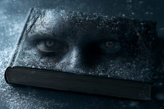 design a terrifying horror book cover illustration