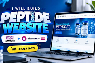 build a research peptide woocommerce website with elementor