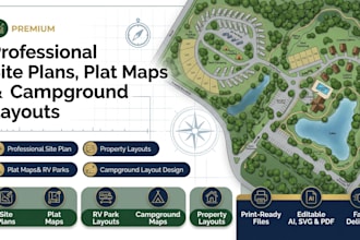 create detailed site plan, plat map, rv parking, campground and property layout