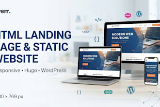 design a stunning HTML landing page or HTML static website, wordpress website
