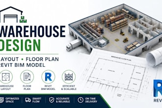 design warehouse layout, warwhouse floor plan revit bim model