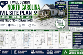 design north carolina civil site plan grading drainage adu construction drawings
