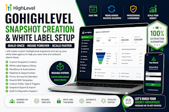 create gohighlevel snapshot, white label and agency setup