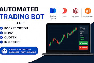create automated pocket option, deriv, quotex and iq option for strategy