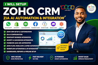 zoho crm zia ai whatsapp shopify quickbooks facebook leads zoho flow make zapier
