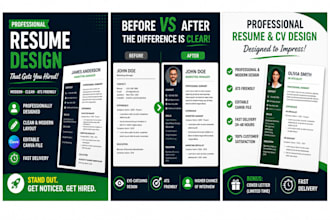 design professional and modern resume or CV in canva