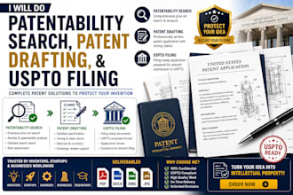 do patentability search, patent drafting, and uspto filing