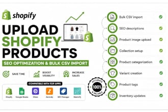 upload shopify products, SEO optimization and bulk CSV import for fashion store