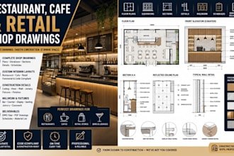 create restaurant, cafe and retail shop drawings