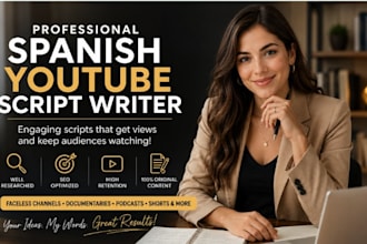 write engaging spanish youtube scripts for faceless channels