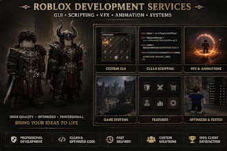 create roblox gui roblox animation roblox vfx roblox scripting roblox studio