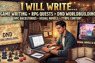 write game writing rpg quest dnd worldbuilding npc backstory visual novel ttrpg
