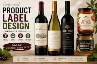 design wine label, olive oil and gourmet food labels for your spanish brand