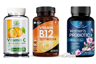 design supplement label, vitamin bottle label and nutrition facts panel design