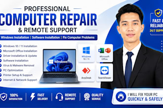 install windows, software and fix computer problems remotely