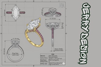 do jewelry cad design jewelry rendering jewelry printing jewelry modelling, ring