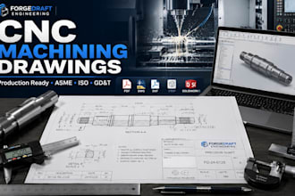 create cnc machining drawings for manufacturing and production cad