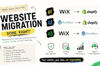migrate wix to shopify, wordpress to shopify, wix to wordpress migration
