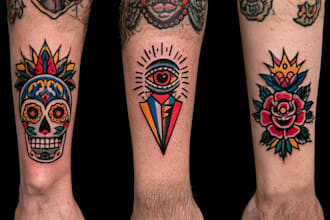 create any design in flash traditional tattoo style