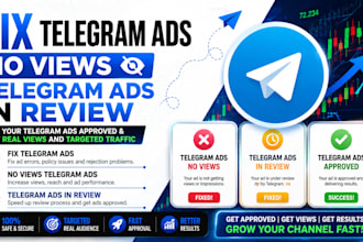 fix telegram ads, no views telegram ads, telegram ads in review