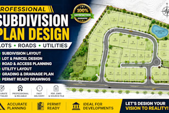 design detailed subdivision plans with lots, roads, and utilities