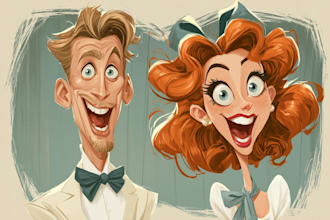 create professional caricatures for couples or wedding gift