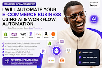 automate your shopify, woo commerce, wix, zendrop, ebay, amazon, etsy using ai