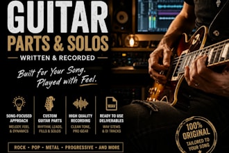 write and record custom guitar solos, riffs or rhythm parts