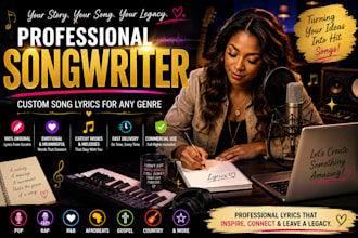 write original custom song lyrics for any genre professionally