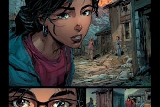 draw a superhero, fantasy or scifi comic book page art
