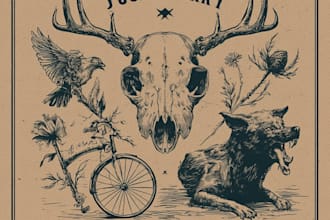 draw vintage handdrawn style skull animal illustration