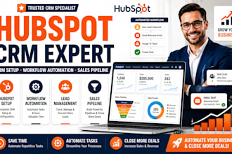setup hubspot CRM, workflow automation and sales pipeline