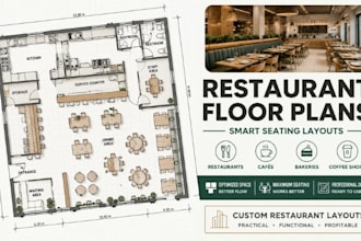 floor plan for restaurant, cafe, bakery, coffee shop and seating layout drawing
