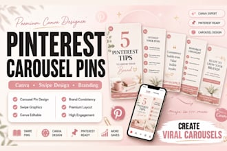 design pinterest carousel pins, canva carousel pin design for brands and coaches