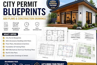 design city permit blueprints, adu plans and construction drawings