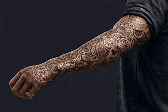 create sleeve tattoo design in geometric style