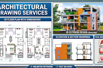 be your architect for 2d floor plan layout and sketchup 3d design