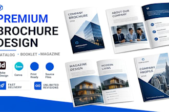 design premium brochure, catalogue, booklet, magazine in adobe indesign or canva