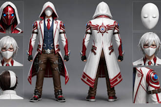 design custom anime cosplay costume, superhero, fantasy mage and cosplay mask