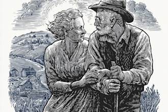 custom vintage woodcut engraving line art illustration