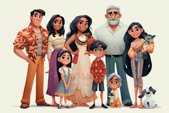 design a professional disney family portrait
