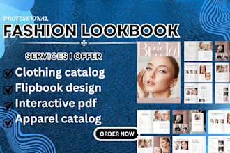 design fashion lookbook, clothing catalog, interactive PDF and flipbook