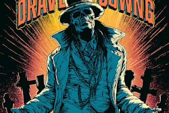 draw a retro dark illustration for apparel