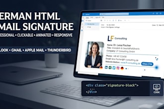 design a clickable greman animated html email gmail outlook hotmail signature