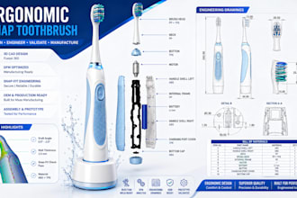 design ergonomic snap toothbrush 3d cad dfm oem assembly prototype in fusion360