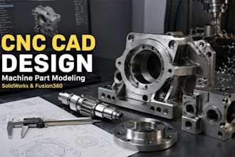 cnc cad design, mechine part modeling solidworks abd fusion360 manufacturing cad