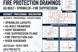 create fire protection as built drawings sprinkler layouts fire suppression plan
