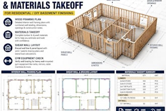 create wood framing plans and material takeoff for permit